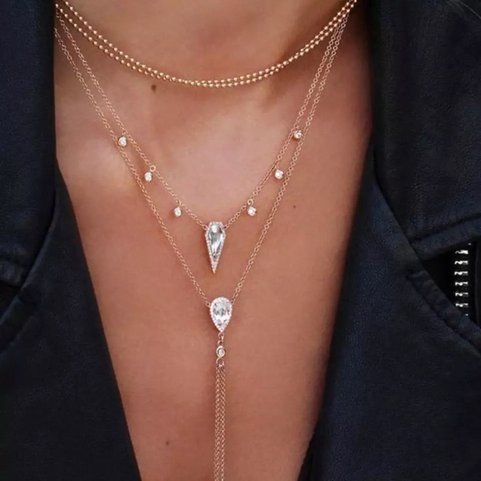 Double Layered Crystal Necklace
