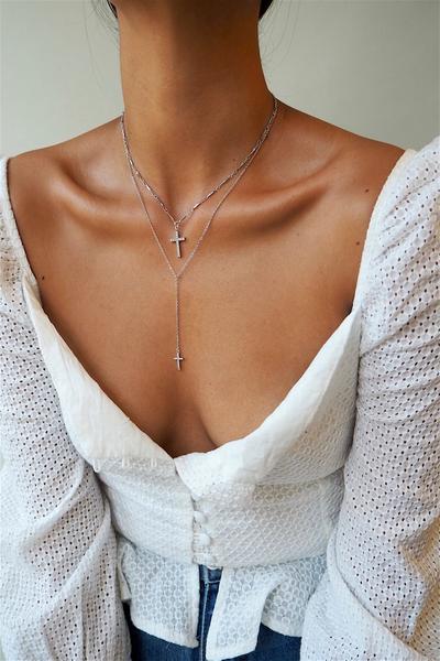 Double Layered Cross Necklace